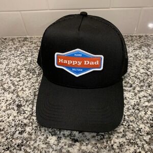 Happy Dad Hard Seltzer Trucker Hat Black Mens Snapback Mesh Back BRAND NEW